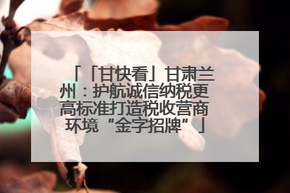 「甘快看」甘肃兰州：护航诚信纳税更高标准打造税收营商环境“金字招牌”