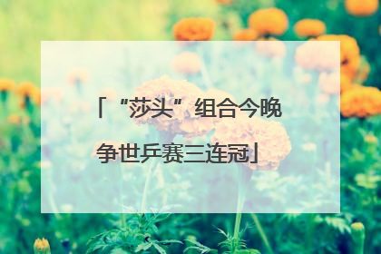 “莎头”组合今晚争世乒赛三连冠