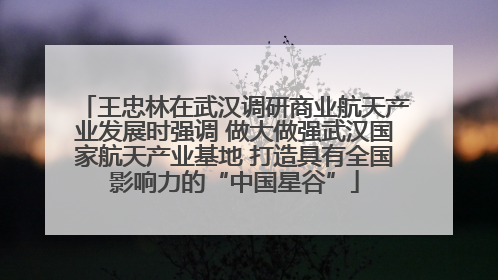 王忠林在武汉调研商业航天产业发展时强调 做大做强武汉国家航天产业基地 打造具有全国影响力的“中国星谷”