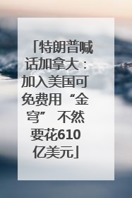 特朗普喊话加拿大：加入美国可免费用“金穹” 不然要花610亿美元