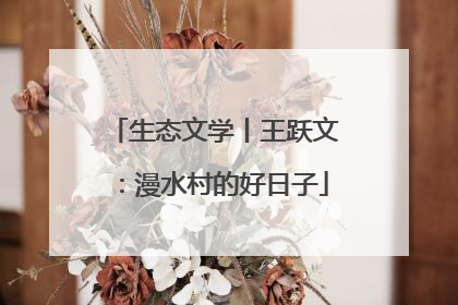 生态文学丨王跃文：漫水村的好日子