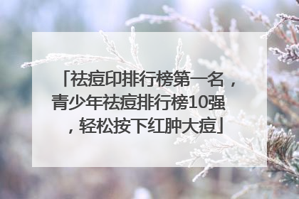 祛痘印排行榜第一名，青少年祛痘排行榜10强，轻松按下红肿大痘