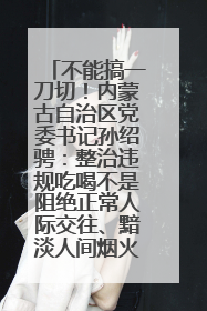 不能搞一刀切！内蒙古自治区党委书记孙绍骋：整治违规吃喝不是阻绝正常人际交往、黯淡人间烟火