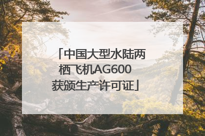 中国大型水陆两栖飞机AG600获颁生产许可证