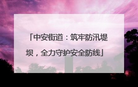 中安街道：筑牢防汛堤坝，全力守护安全防线