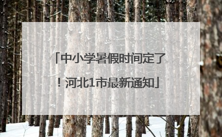 中小学暑假时间定了！河北1市最新通知