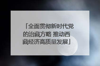 全面贯彻新时代党的治藏方略 推动西藏经济高质量发展
