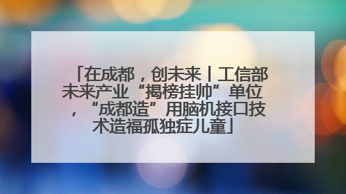 在成都，创未来丨工信部未来产业“揭榜挂帅”单位，“成都造”用脑机接口技术造福孤独症儿童