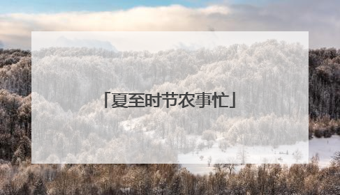 夏至时节农事忙