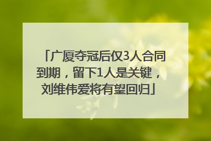 广厦夺冠后仅3人合同到期，留下1人是关键，刘维伟爱将有望回归