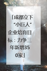 成都立下“小巨人”企业培育目标：力争三年新增350家
