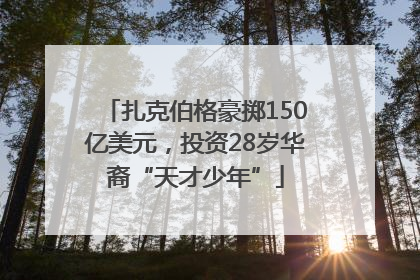 扎克伯格豪掷150亿美元，投资28岁华裔“天才少年”