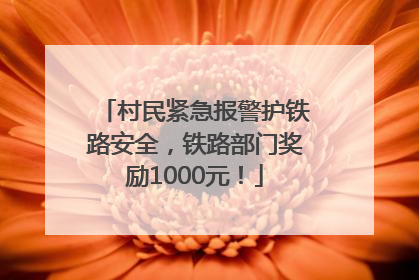 村民紧急报警护铁路安全，铁路部门奖励1000元！