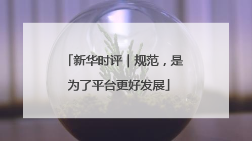 新华时评｜规范，是为了平台更好发展