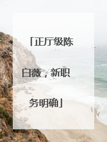 正厅级陈白薇，新职务明确