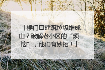 楼门口建筑垃圾堆成山？破解老小区的“烦恼”，他们有妙招！