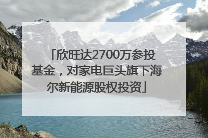 欣旺达2700万参投基金，对家电巨头旗下海尔新能源股权投资