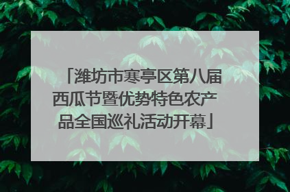 潍坊市寒亭区第八届西瓜节暨优势特色农产品全国巡礼活动开幕