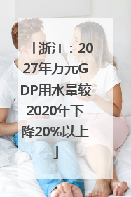 浙江：2027年万元GDP用水量较2020年下降20%以上