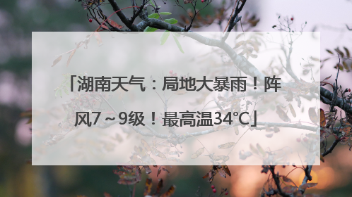湖南天气：局地大暴雨！阵风7～9级！最高温34℃