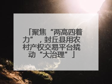 聚焦“两高四着力”，封丘县用农村产权交易平台撬动“大治理”