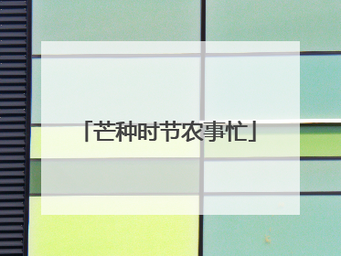 芒种时节农事忙
