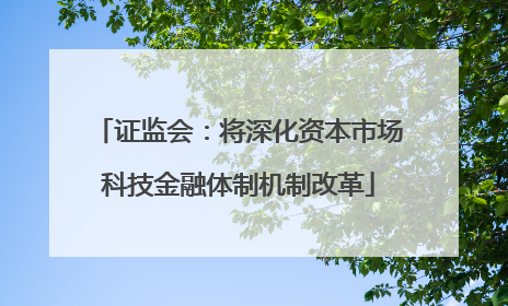 证监会：将深化资本市场科技金融体制机制改革