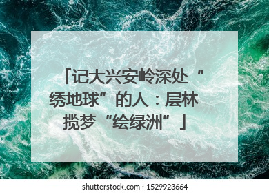 记大兴安岭深处“绣地球”的人：层林揽梦“绘绿洲”