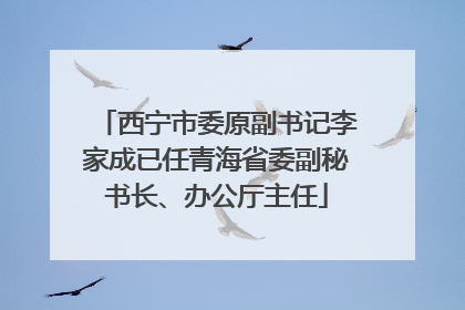 西宁市委原副书记李家成已任青海省委副秘书长、办公厅主任