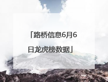 路桥信息6月6日龙虎榜数据