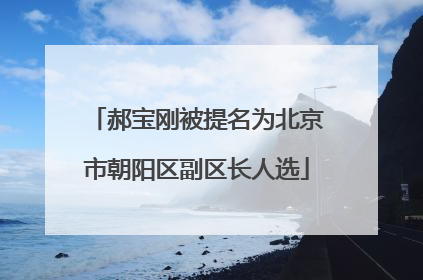 郝宝刚被提名为北京市朝阳区副区长人选