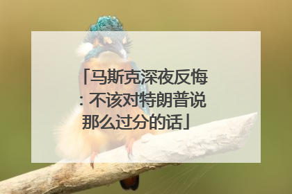 马斯克深夜反悔：不该对特朗普说那么过分的话
