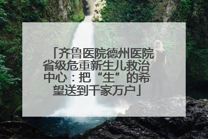 齐鲁医院德州医院省级危重新生儿救治中心：把“生”的希望送到千家万户
