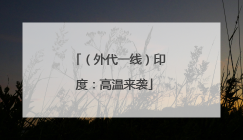 （外代一线）印度：高温来袭