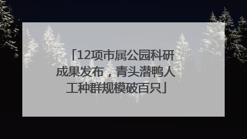 12项市属公园科研成果发布，青头潜鸭人工种群规模破百只
