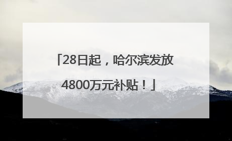 28日起，哈尔滨发放4800万元补贴！