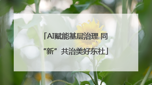 AI赋能基层治理 同“新”共治美好东社